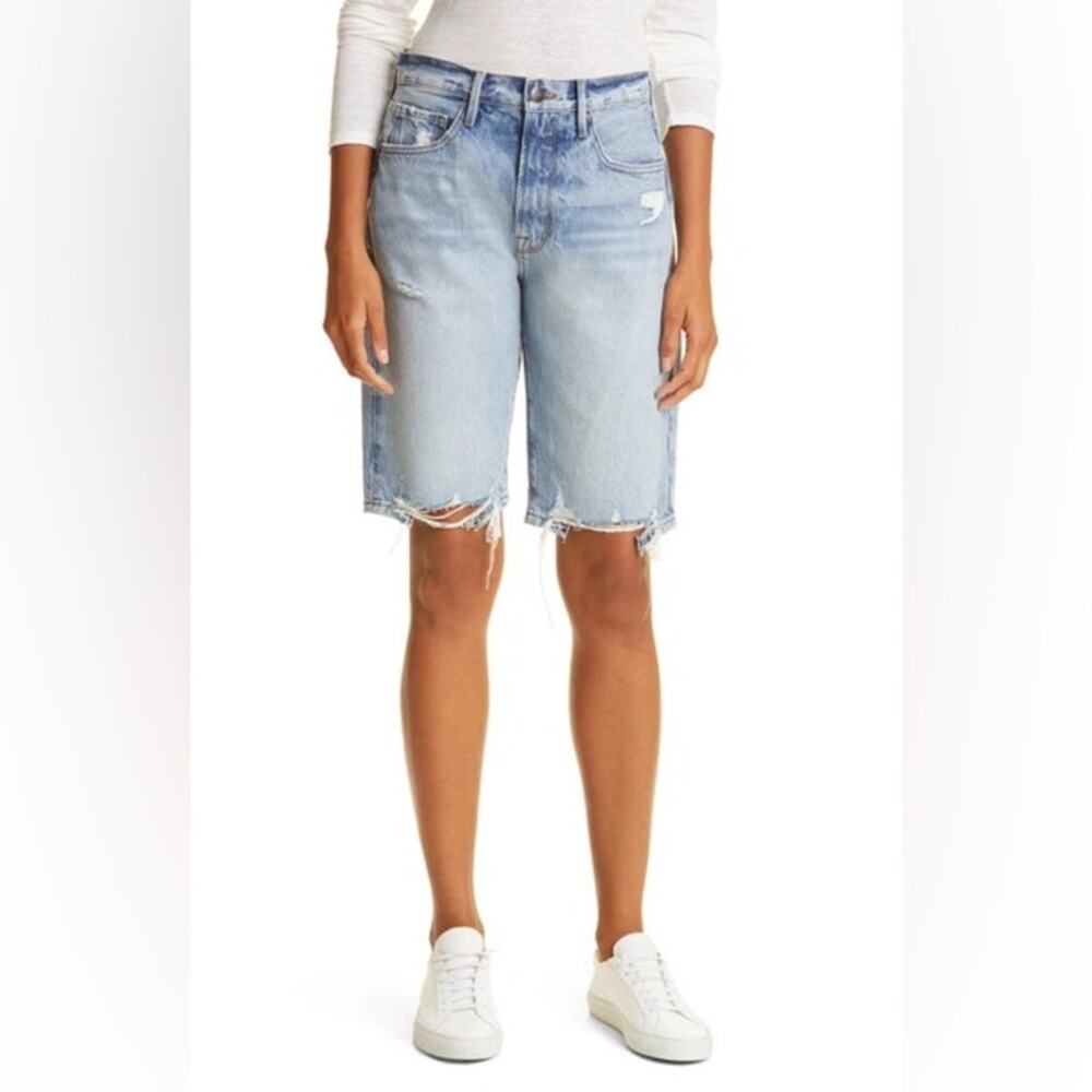 Frame Le Vintage Bermuda Denim Shorts In Clash size 26